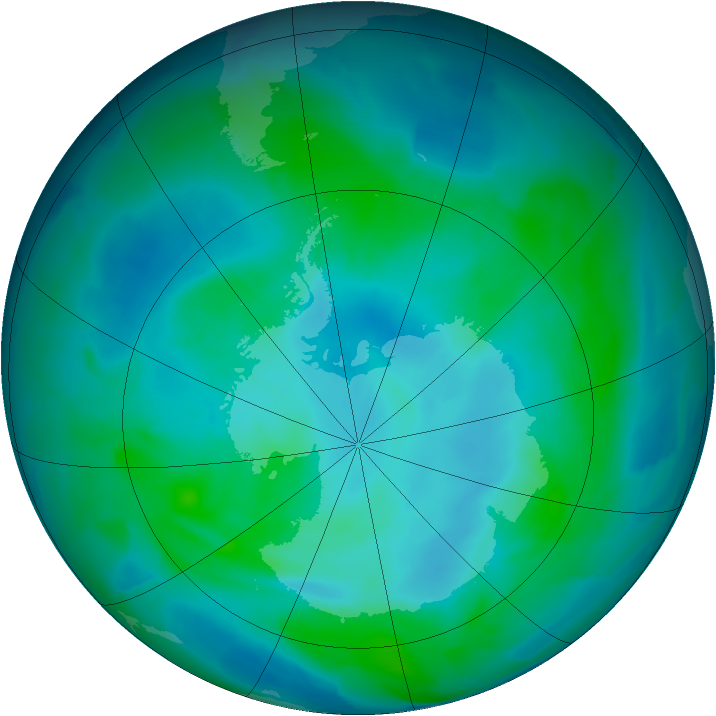 Antarctic ozone map for 17 February 2013